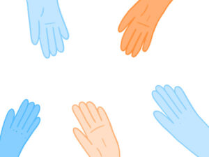 Illustration des mains représentants les acteurs de l'insertion